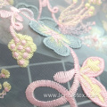 High Density Nylon Woven 3DFlower Embroidered Tulle Fabric